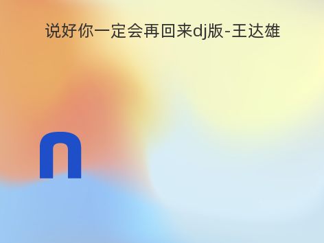 说好你一定会再回来dj版-王达雄