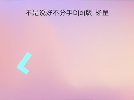 不是说好不分手DJdj版-杨罡