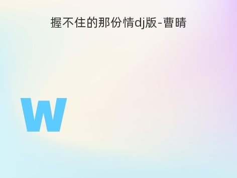 握不住的那份情dj版-曹晴