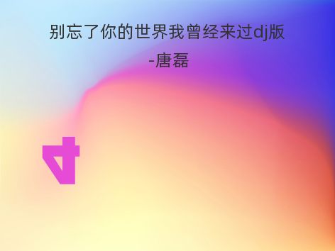 别忘了你的世界我曾经来过dj版-唐磊