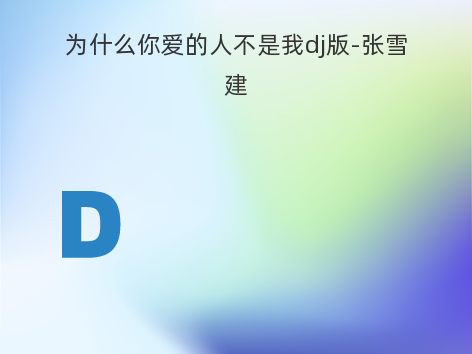 为什么你爱的人不是我dj版-张雪建