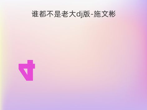 谁都不是老大dj版-施文彬