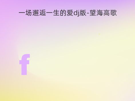 一场邂逅一生的爱dj版-望海高歌