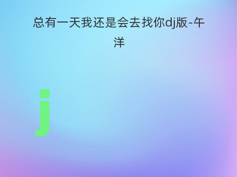 总有一天我还是会去找你dj版-午洋