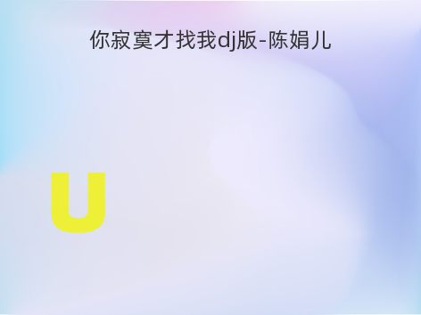 你寂寞才找我dj版-陈娟儿