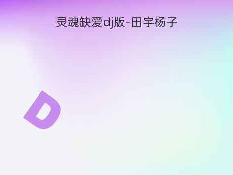 灵魂缺爱dj版-田宇杨子