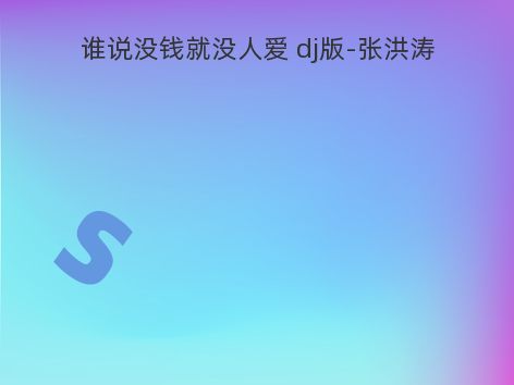 谁说没钱就没人爱 dj版-张洪涛