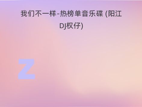 我们不一样-热榜单音乐碟 (阳江DJ权仔)