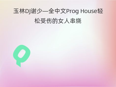 玉林DJ谢少—全中文Prog House轻松受伤的女人串烧