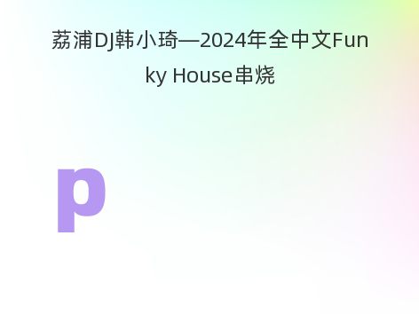 荔浦DJ韩小琦—2024年全中文Funky House串烧